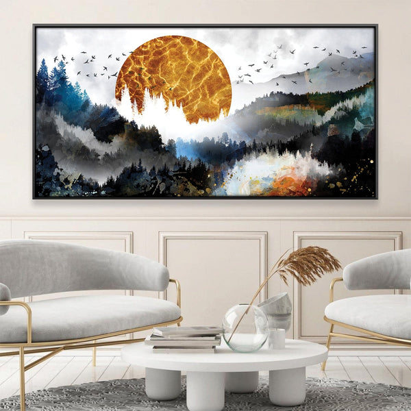 Over the Forest Abstract Canvas Art Clock Canvas