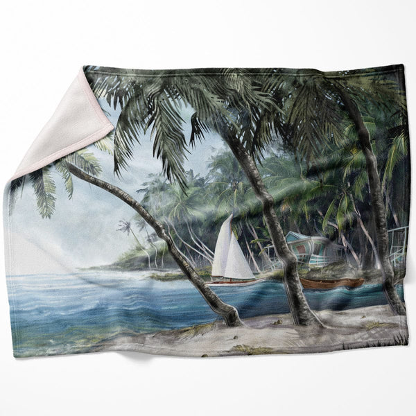Palm Tree Escape Blanket Blanket 75 x 100cm Clock Canvas
