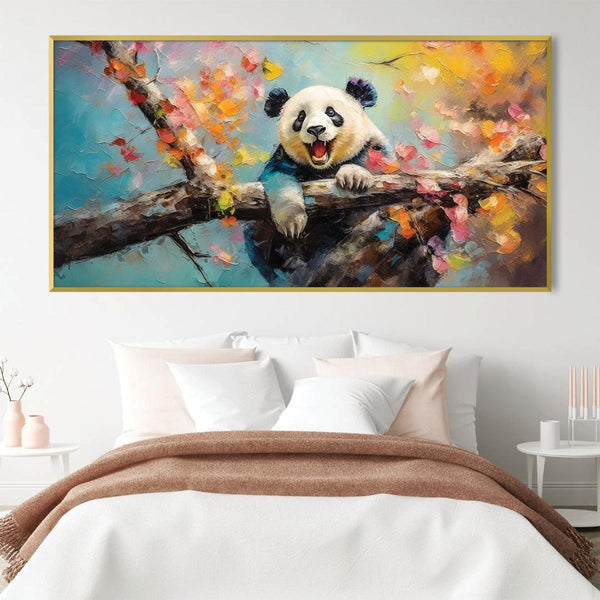 Panda Happiness Canvas Art Clock Canvas