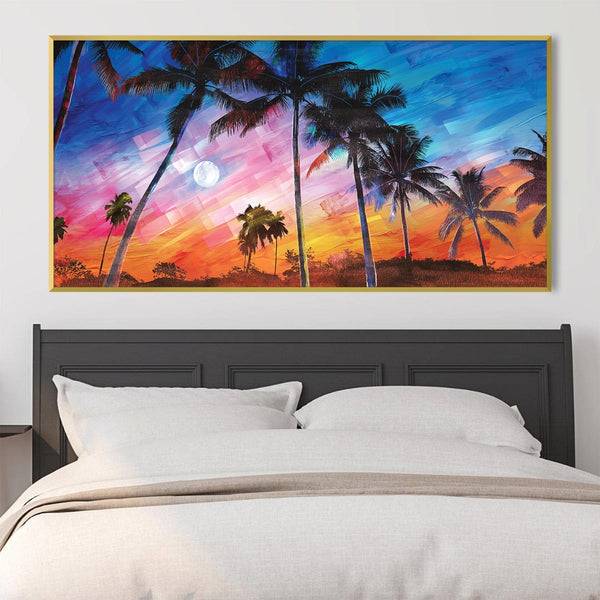 Paradise Brushstrokes Canvas Art Clock Canvas