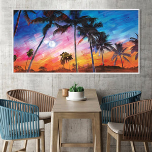 Paradise Brushstrokes Canvas Art Clock Canvas