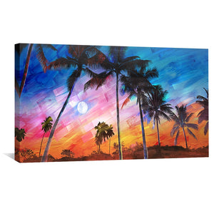 Paradise Brushstrokes Canvas Art Clock Canvas