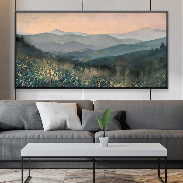 Peaceful Valley Mist Canvas Art 20 x 10in / Canvas Clock Canvas