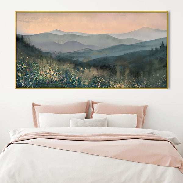 Peaceful Valley Mist Canvas Art Clock Canvas