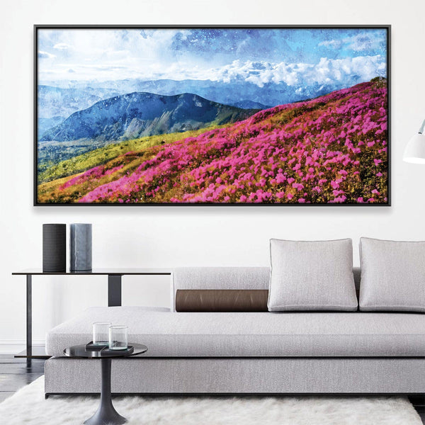 Petal-Clad Slopes Canvas Art 20 x 10in / Canvas Clock Canvas