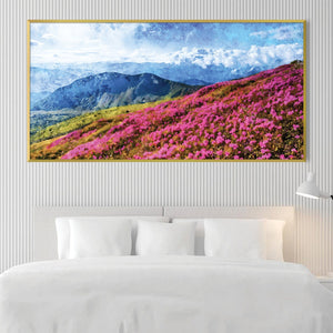 Petal-Clad Slopes Canvas Art Clock Canvas