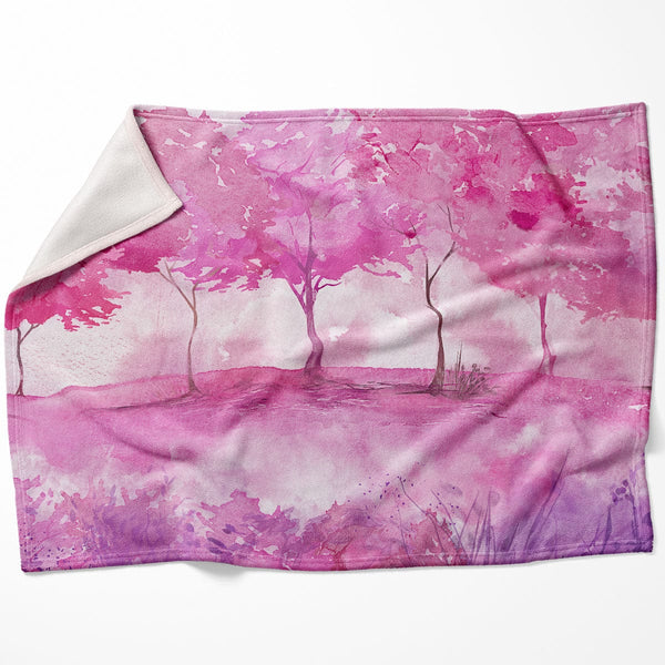 Pink Wilderness Blanket Blanket 75 x 100cm Clock Canvas