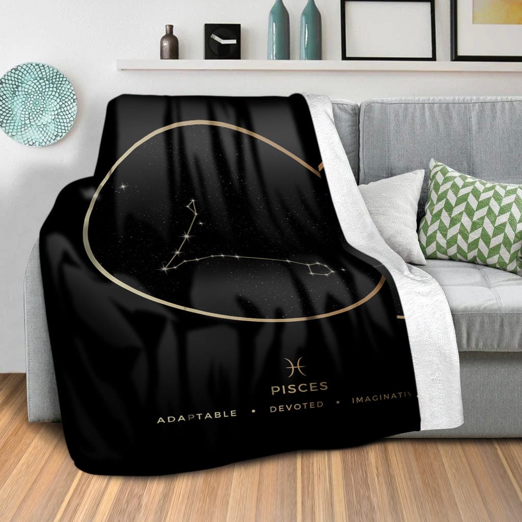 Pisces Traits Gold Blanket Blanket Clock Canvas