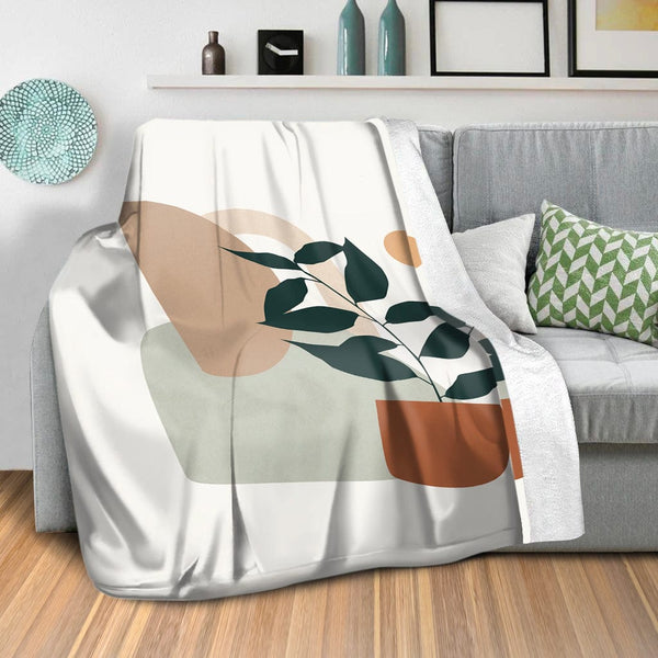 Plants and Shapes B Blanket Blanket Clock Canvas