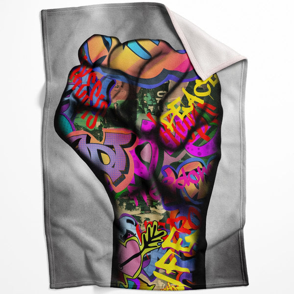 Power Fist Blanket Blanket 75 x 100cm Clock Canvas