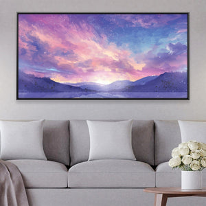 Purple Aurora Canvas Art 20 x 10in / Canvas Clock Canvas