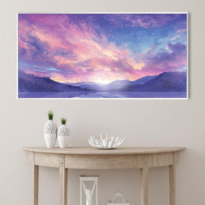 Purple Aurora Canvas Art Clock Canvas