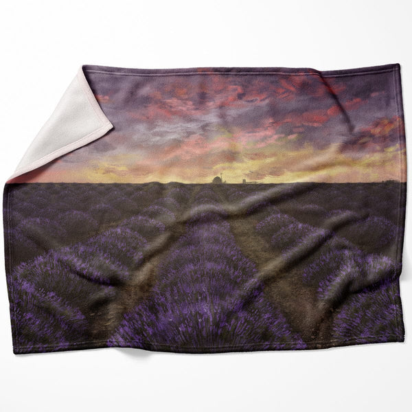 Purple Meadow Blanket Blanket 75 x 100cm Clock Canvas