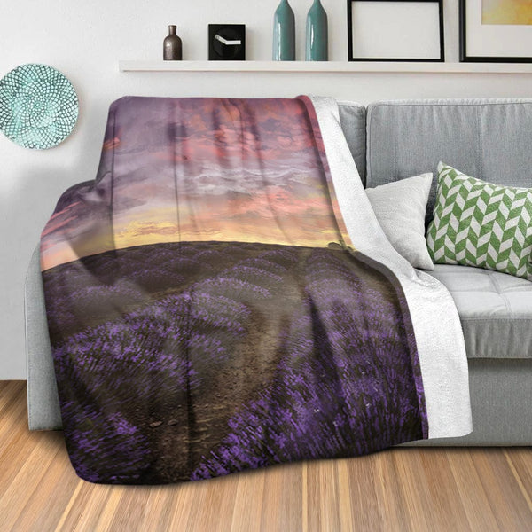 Purple Meadow Blanket Blanket Clock Canvas