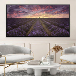 Purple Meadow Canvas Art Clock Canvas