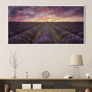 Purple Meadow Canvas Art Clock Canvas
