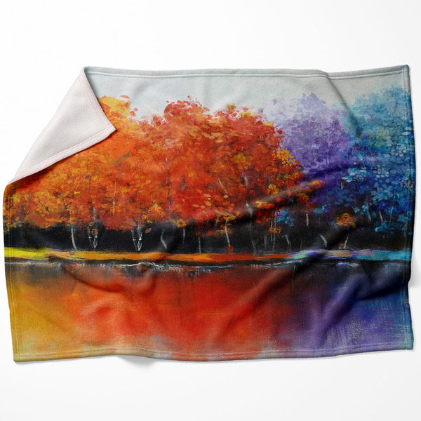 Rainbow Forest Blanket Blanket 75 x 100cm Clock Canvas