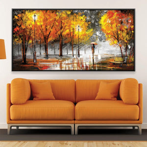 Rainy Autumn Walks Canvas Art 20 x 10in / Canvas Clock Canvas