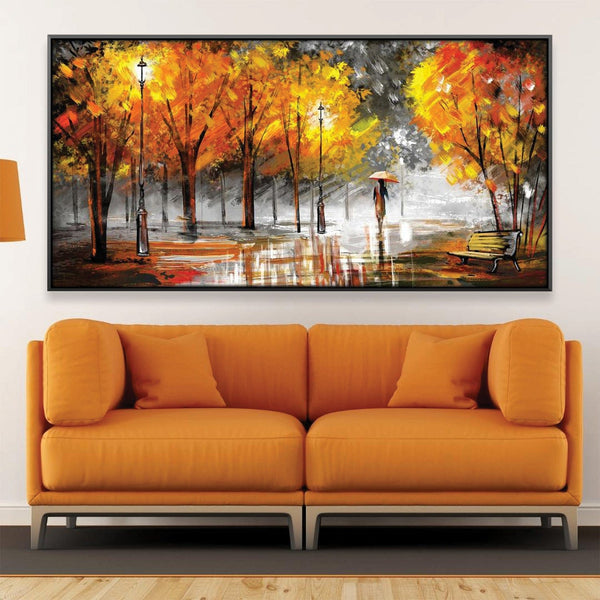 Rainy Autumn Walks Canvas Art 20 x 10in / Canvas Clock Canvas