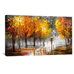 Rainy Autumn Walks Canvas Art Clock Canvas