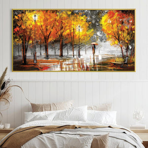 Rainy Autumn Walks Canvas Art Clock Canvas