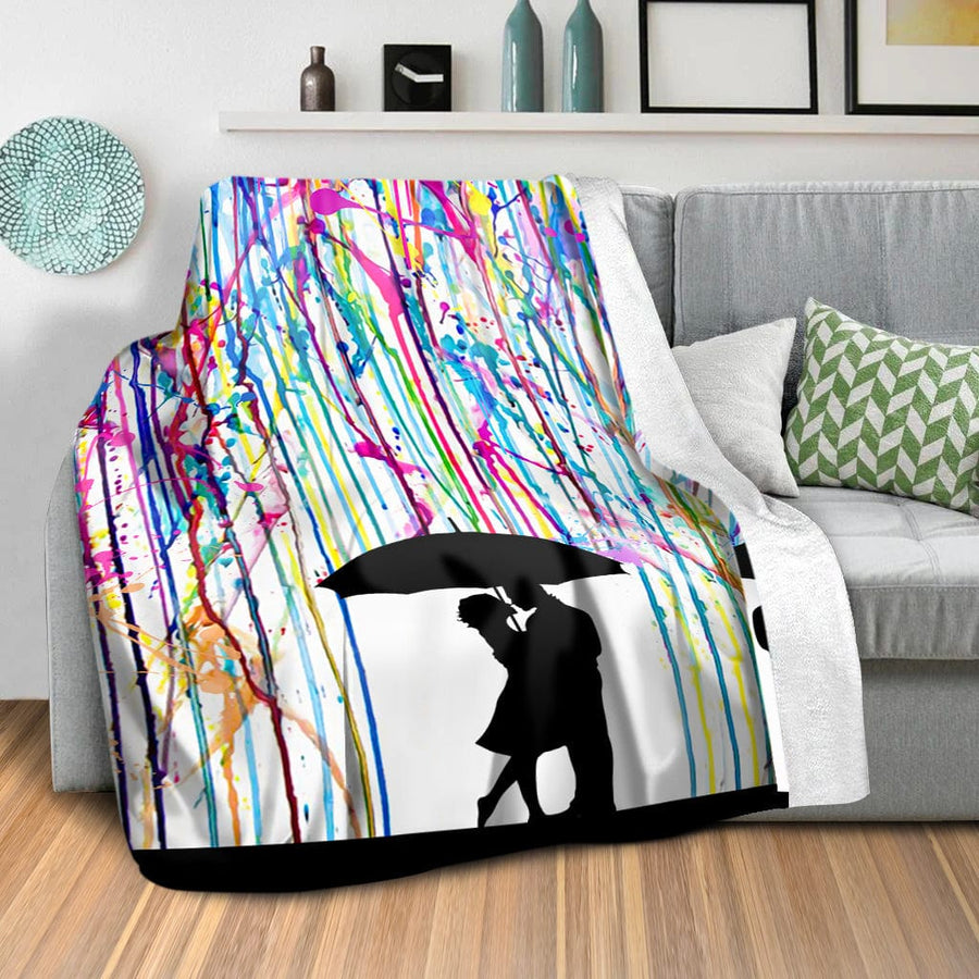 Rainy Paint Blanket Blanket Clock Canvas