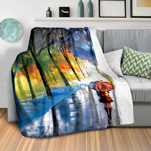 Rainy Stroll Blanket Blanket Clock Canvas