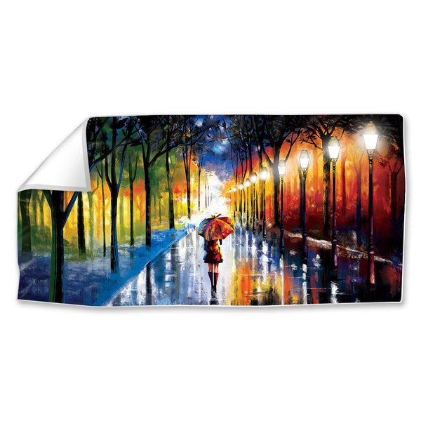 Rainy Stroll Easy Build Frame Posters, Prints, & Visual Artwork Fabric Print Only / 40 x 20in Clock Canvas
