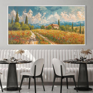 Red Blossoms of Tuscany Canvas Art Clock Canvas
