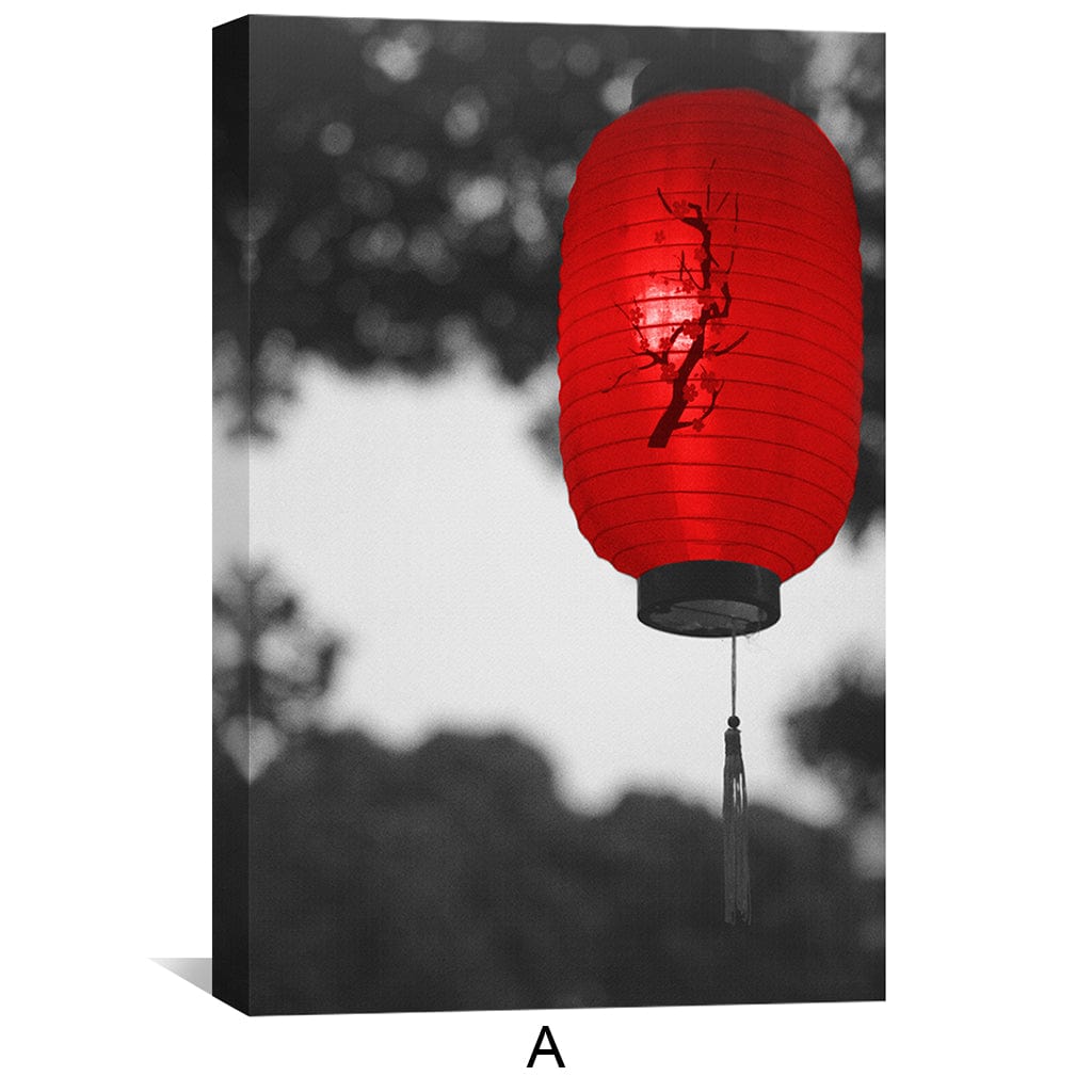 Red Japan Canvas Art Clock Canvas