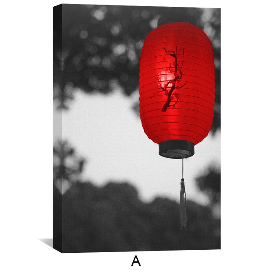 Red Japan Canvas Art Clock Canvas