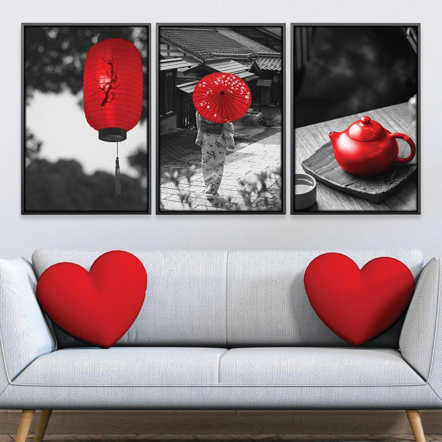 Red Japan Canvas Art Clock Canvas