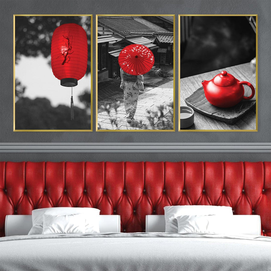 Red Japan Canvas Art Clock Canvas