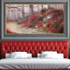 Red Leaf Passage Canvas Art Clock Canvas