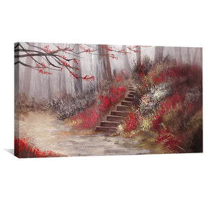 Red Leaf Passage Canvas Art Clock Canvas