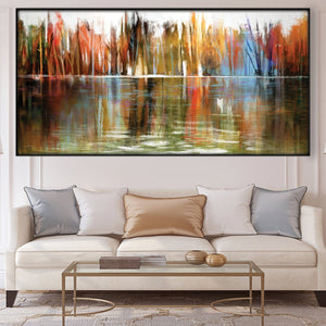 Reflecting Abstract Waters Easy Build Frame Posters, Prints, & Visual Artwork Easy Build Frame & Fabric Print / 40 x 20in / Black Clock Canvas