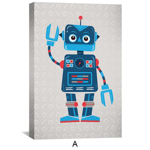 Robo Buddies Canvas Art A / 12 x 18in / Canvas Clock Canvas
