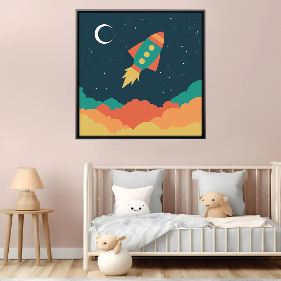 Rocket to the Stars 3 Canvas Art 12 x 12in / Canvas Clock Canvas