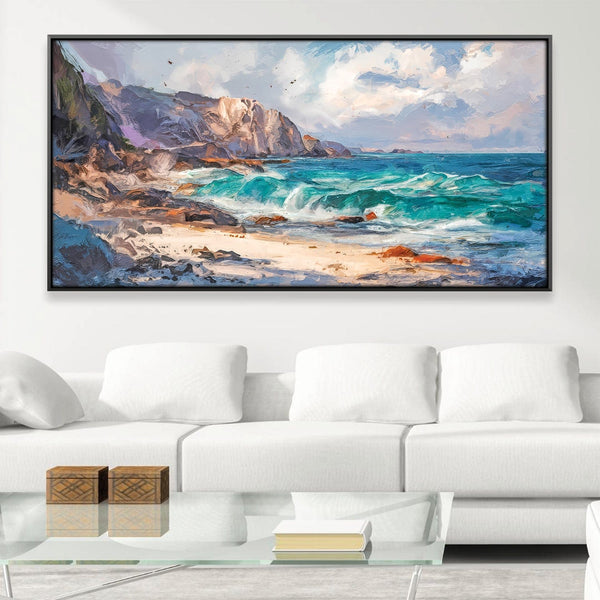 Rocky Shore Tide Canvas Art 20 x 10in / Canvas Clock Canvas