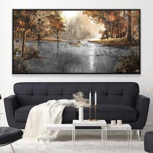 Rowing Through the Forest Canvas Art 20 x 10in / Canvas Clock Canvas