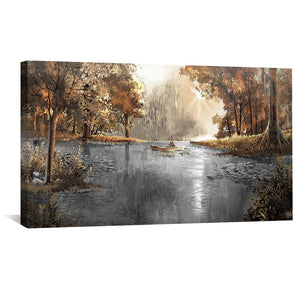 Rowing Through the Forest Canvas Art Clock Canvas