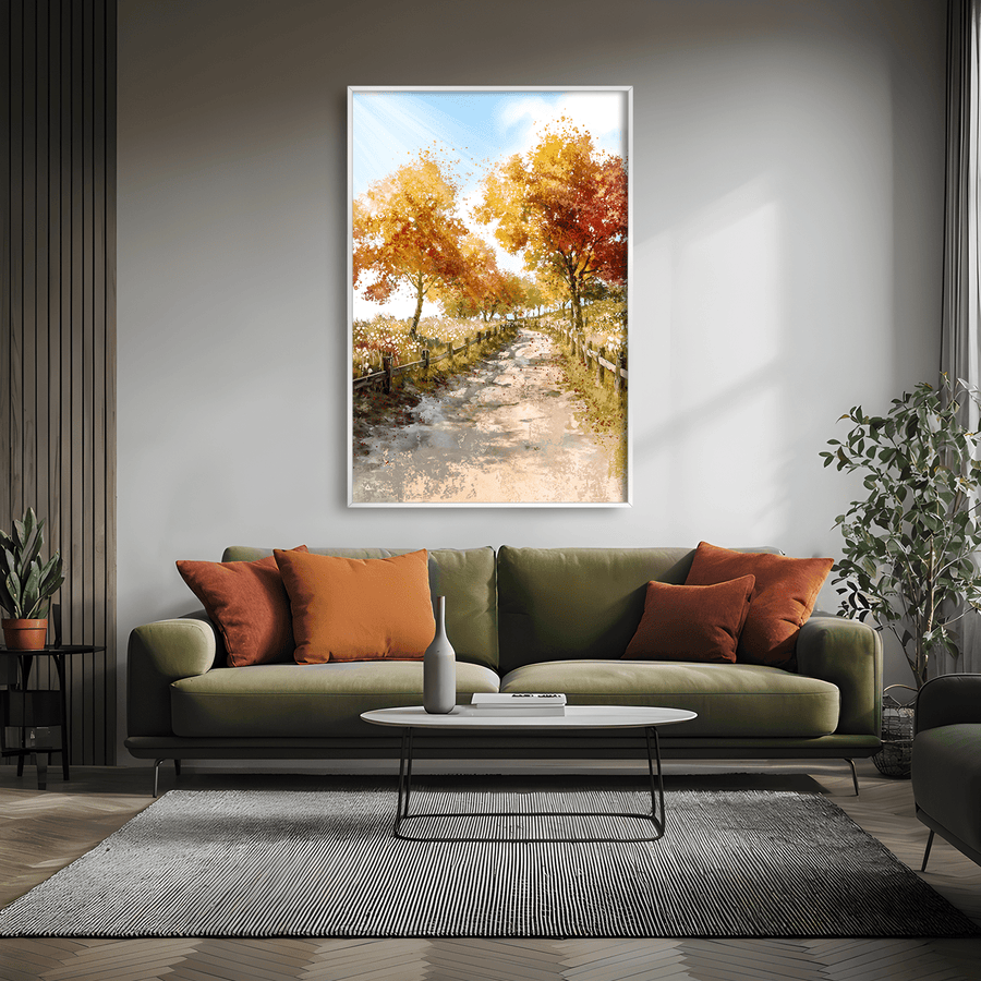 Rustling Autumn Lane Canvas Art Clock Canvas