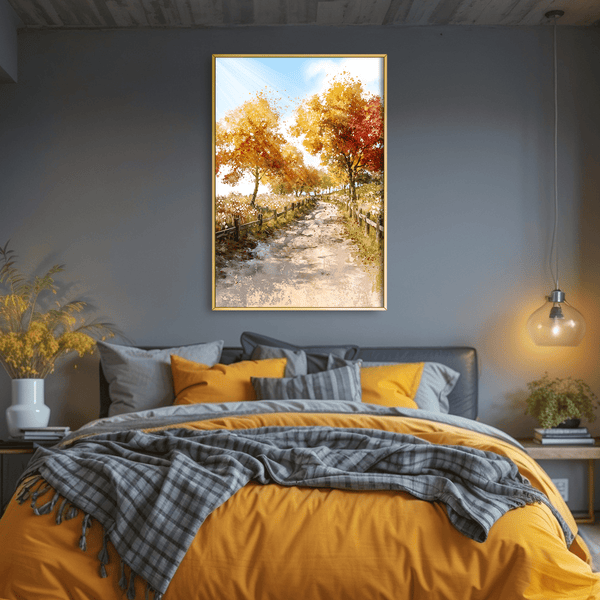 Rustling Autumn Lane Canvas Art Clock Canvas