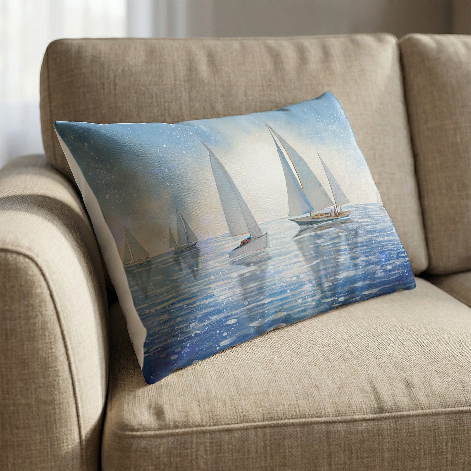 Sailing Waters Cushion Cushion 13 x 19in Clock Canvas