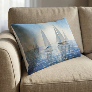 Sailing Waters Cushion Cushion 13 x 19in Clock Canvas
