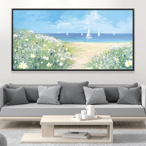 Sails and Daises Canvas Art 20 x 10in / Canvas Clock Canvas