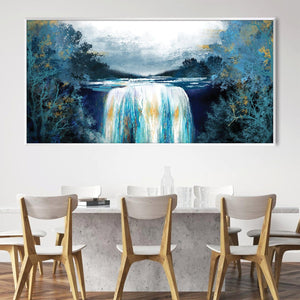 Sapphire Falls Canvas Art Clock Canvas