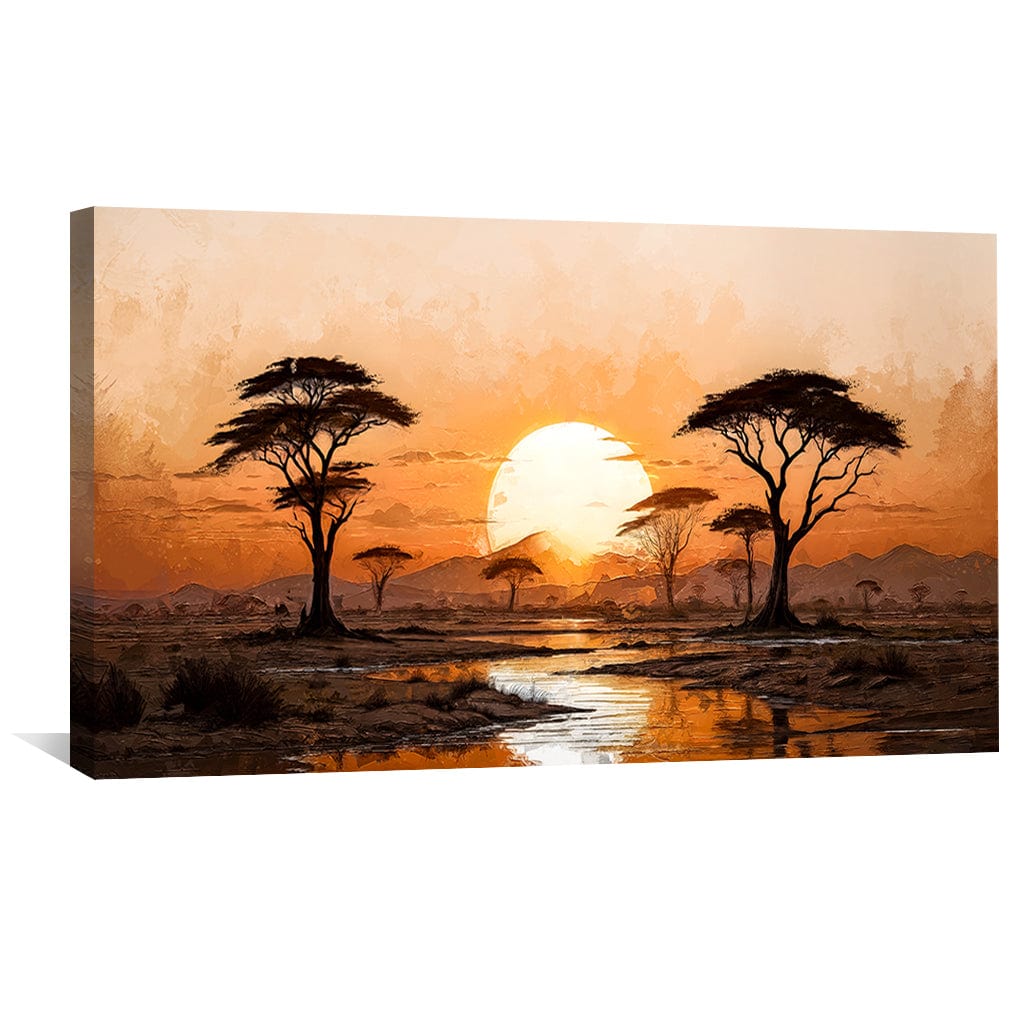 Savanna Sundown Canvas Art Clock Canvas