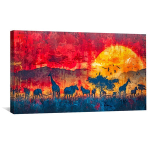 Savannah Sunset Canvas Art Clock Canvas