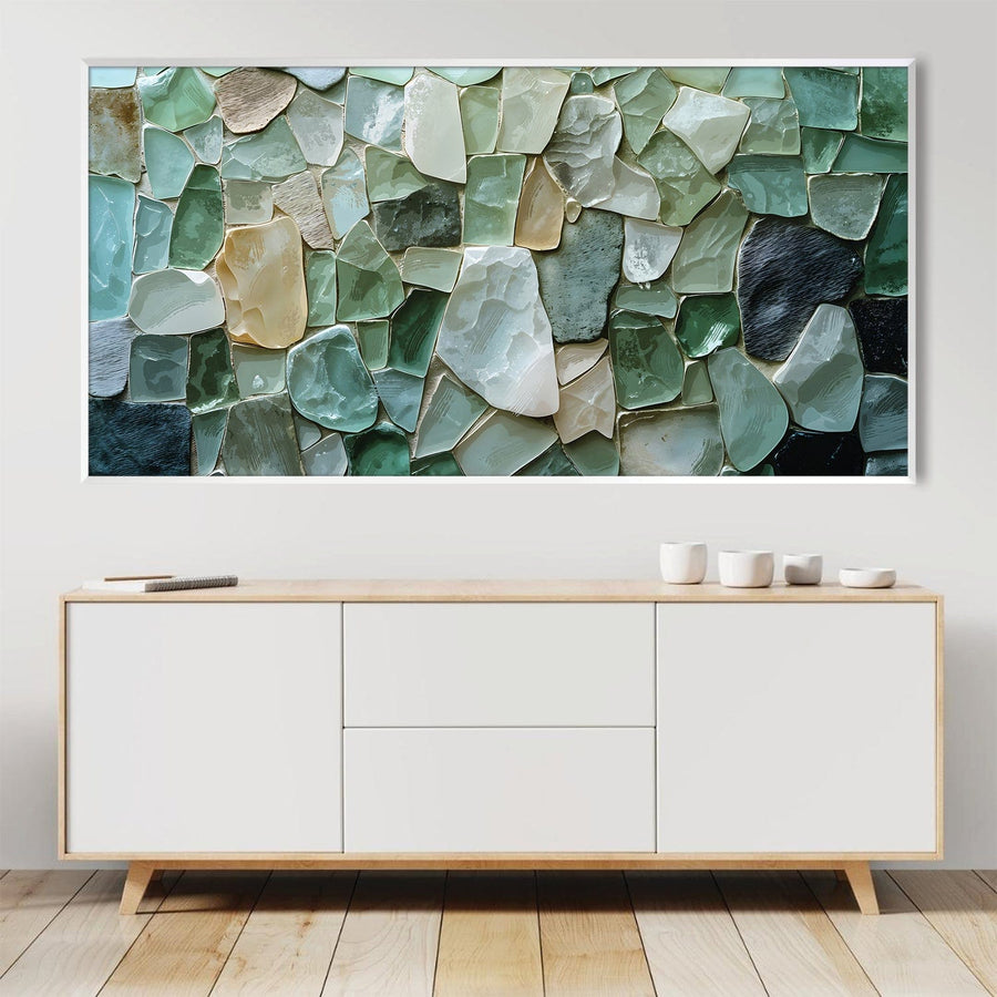 Seafoam Mosaic Canvas Art Clock Canvas